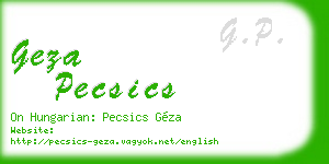 geza pecsics business card