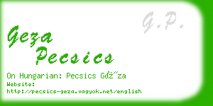 geza pecsics business card